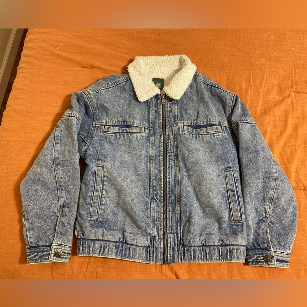 wild fable faux shearling lined denim bomber jacket - XS